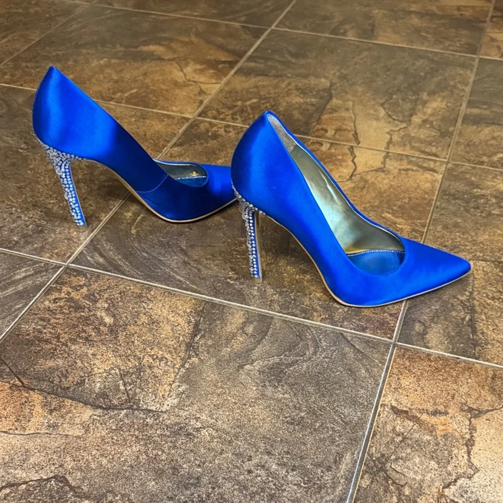 Nine West Royal Blue Satin Heels - Picture 5 of 10